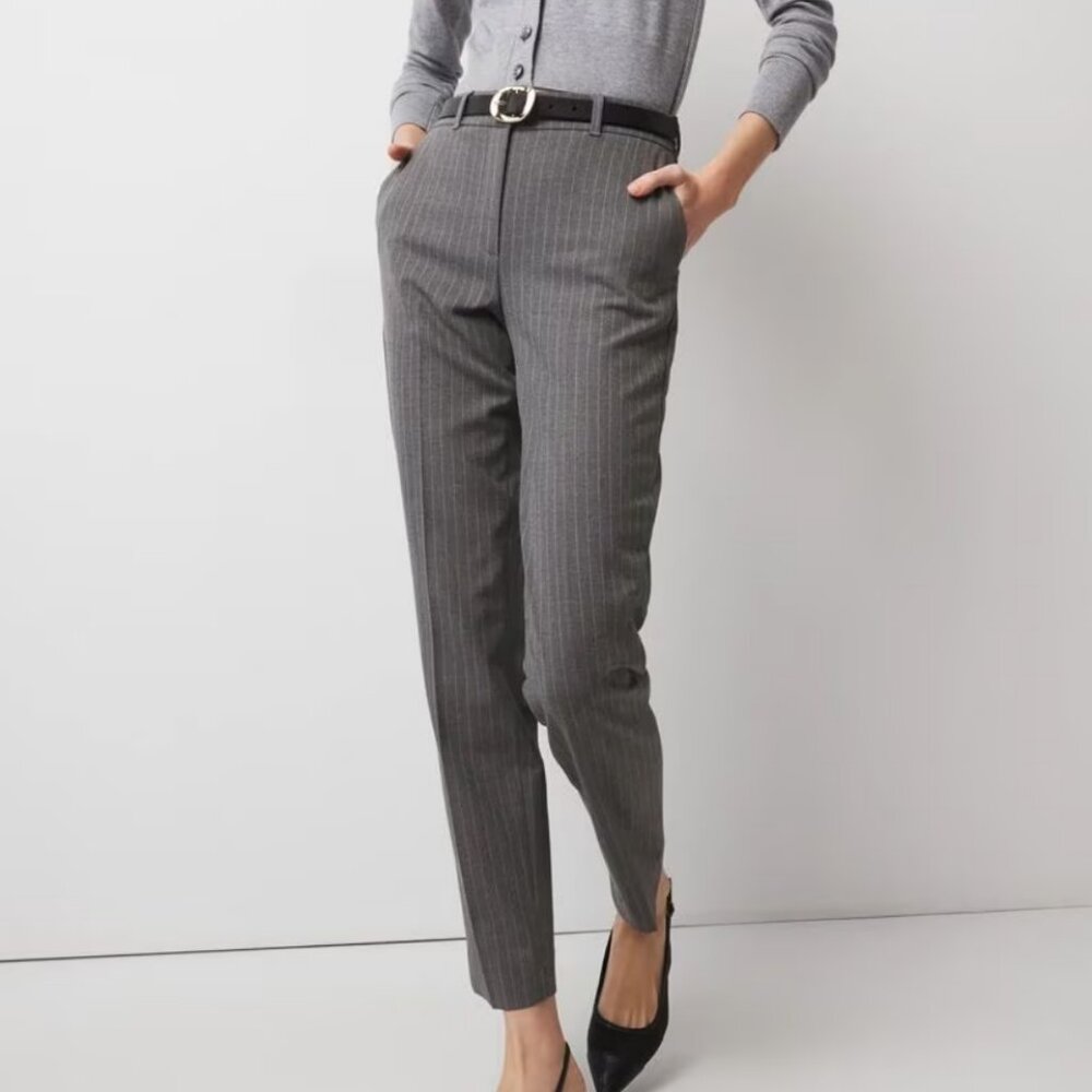 WHBM® Elle Slim Ankle in Pinstripe, Size 6, Grey/Pink stripe